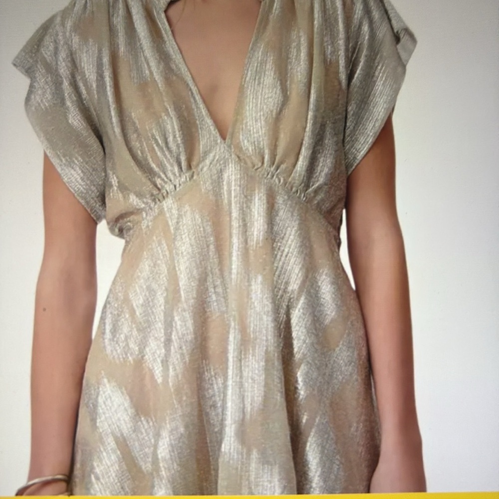 IRO BRANDI METALLIC WOVEN MINI DRESS